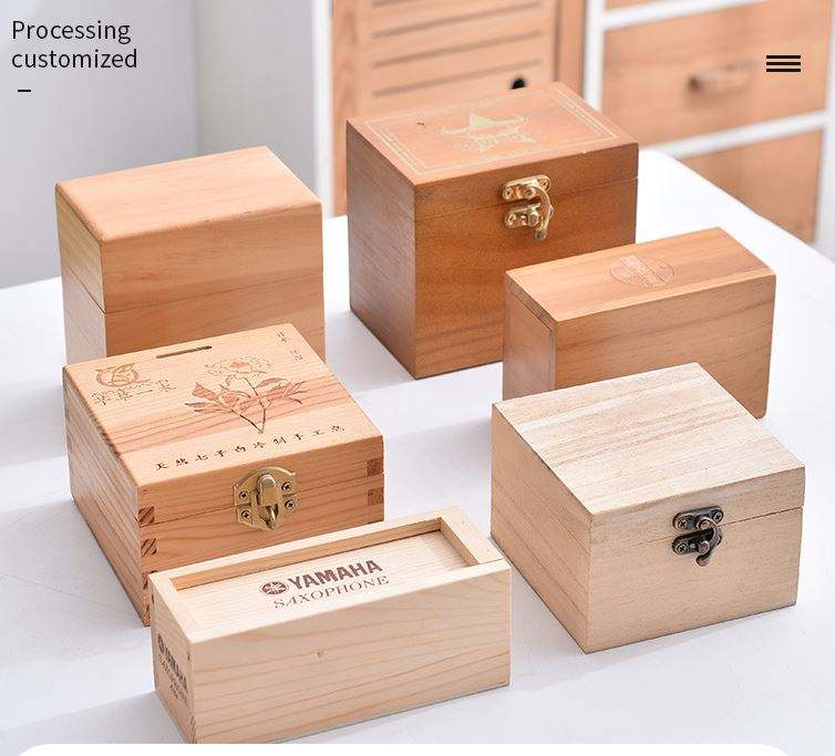 松木礼品盒（未上漆天然木带扣滑盖）