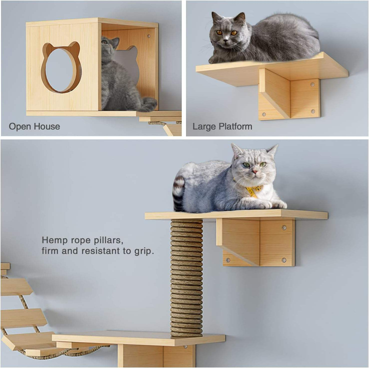 壁挂式猫爬墙套装（7件猫架猫抓柱软梯猫屋）